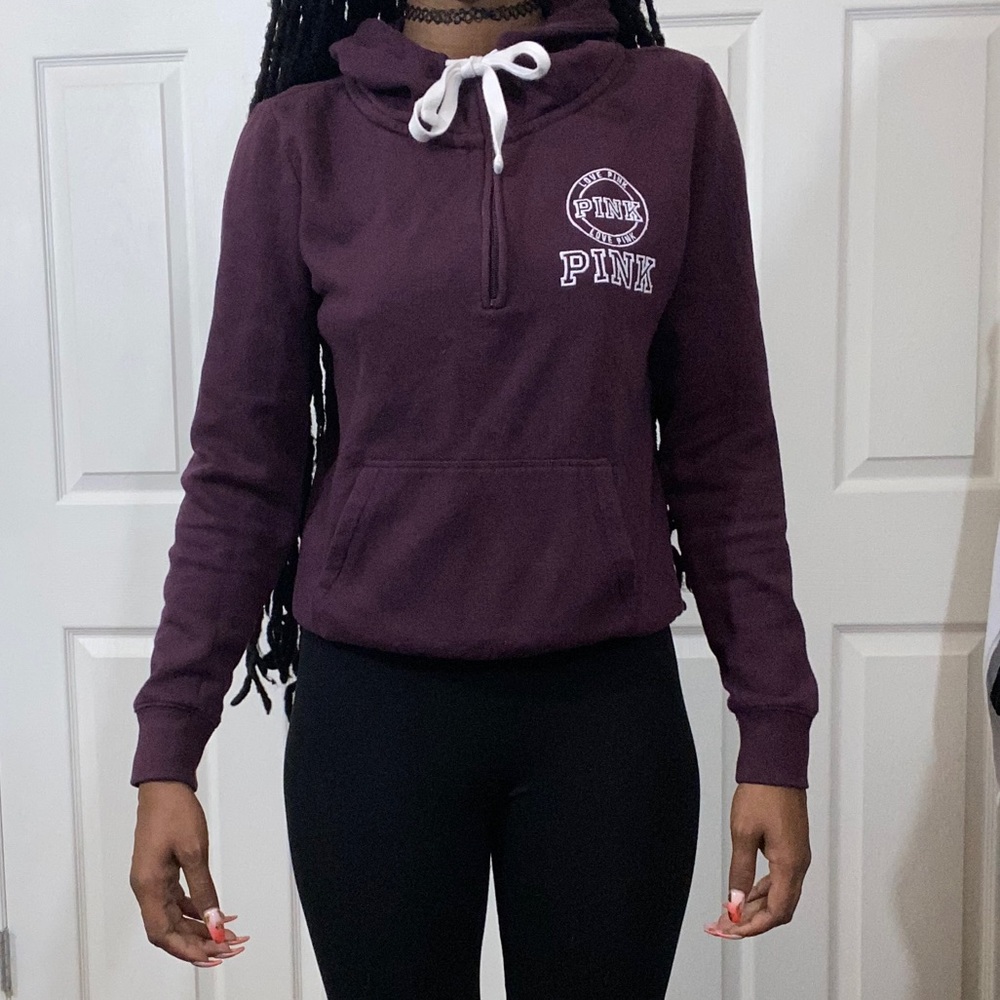 PINK Maroon Pullover Hoodie